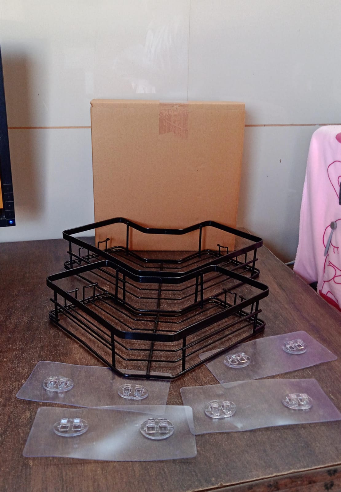 Iron Coating Self-Adhesive Corner Shelf Organizer (2 Pc) Iron Coating Self-Adhesive Corner Shelf Organizer (2 Pc)